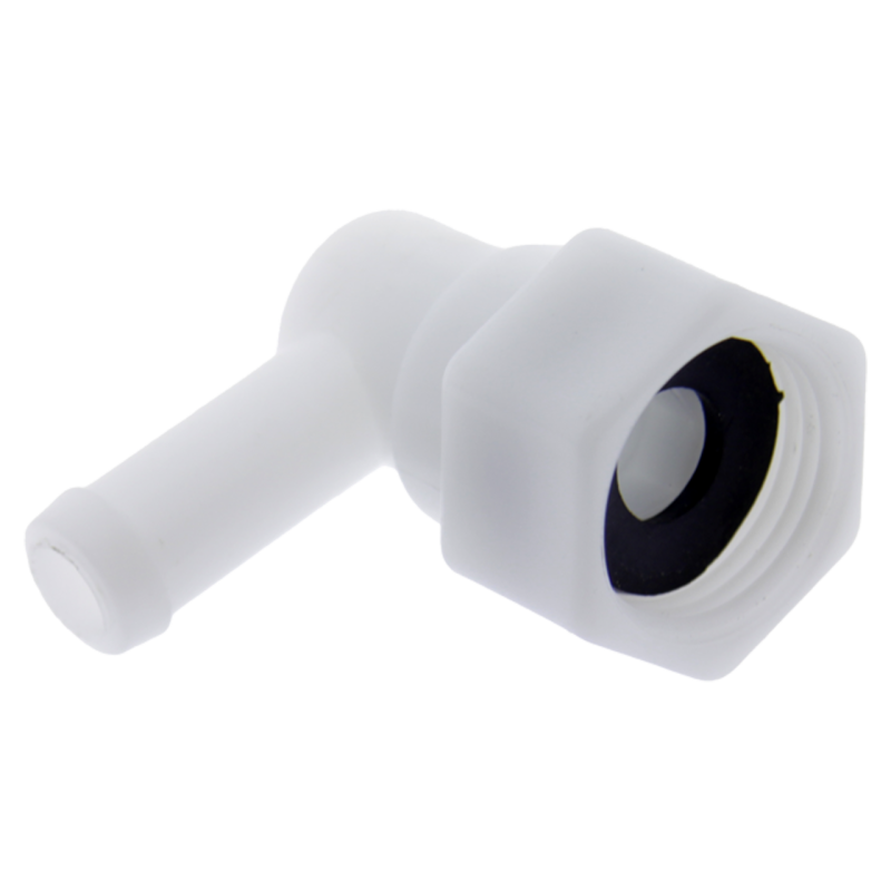 Кут поворотний, пластиковий ( У01 ) з ніпелем 11 мм та накидною гайкою з різьбою 1\2" ( американка )