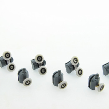 Ролики для душових кабін, комплект ( В-43 А+С ) Верхні подвійні, нижні одинарні сірі.