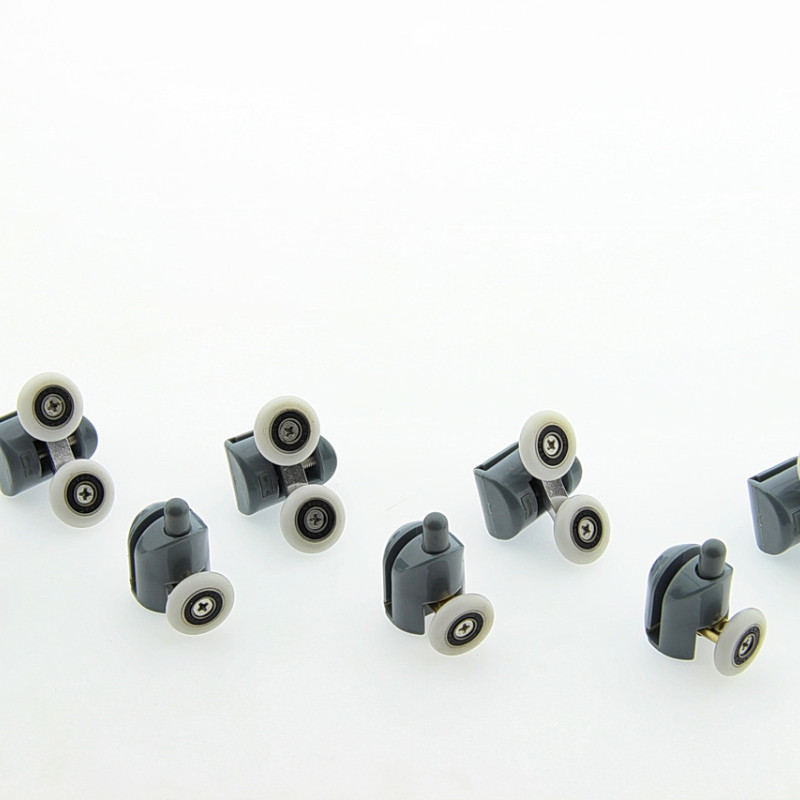 Ролики для душових кабін, комплект ( В-43 А+С ) Верхні подвійні, нижні одинарні сірі.