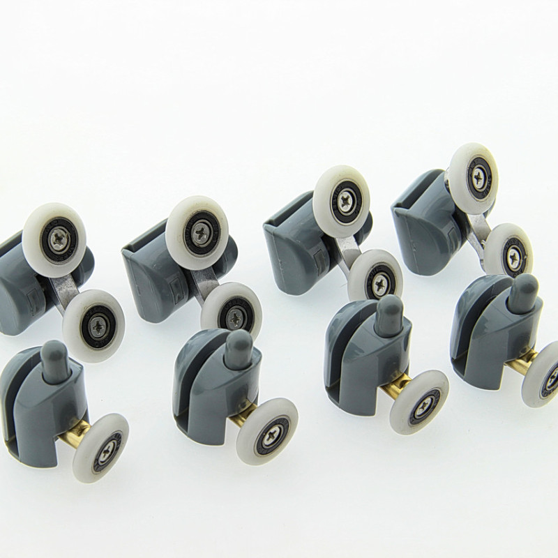 Ролики для душових кабін, комплект ( В-43 А+С ) Верхні подвійні, нижні одинарні сірі.