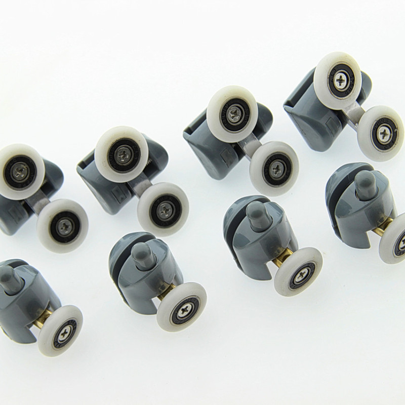 Ролики для душових кабін, комплект ( В-43 А+С ) Верхні подвійні, нижні одинарні сірі.