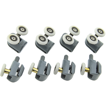 Ролики для душових кабін, комплект ( В-43 А+С ) Верхні подвійні, нижні одинарні сірі. 26 мм.