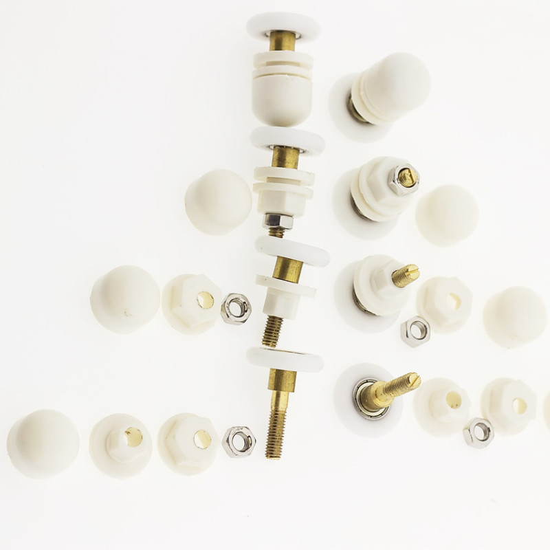 Ролики для душових кабін, комплект ( В06А ) одинарні, білі, ексцентрик. 19 мм.