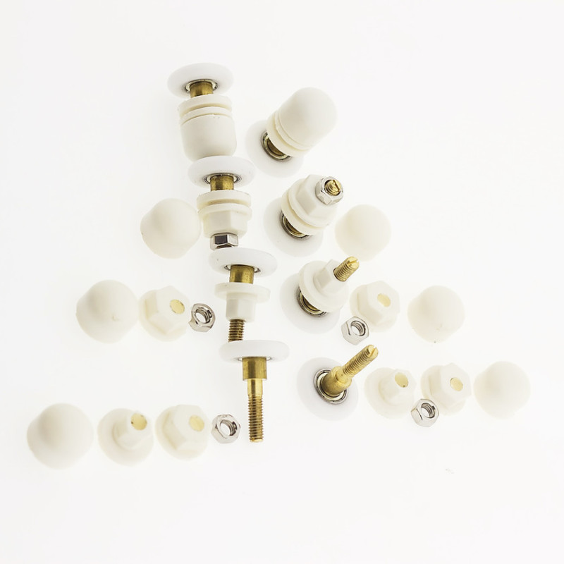 Ролики для душових кабін, комплект ( В06А ) одинарні, білі, ексцентрик. 28 мм.