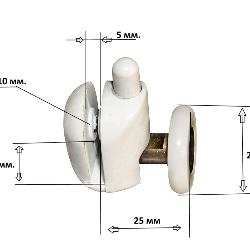 Ролики для душової кабіни ( А039А ) нажимні, нижні, Білий 26 мм.