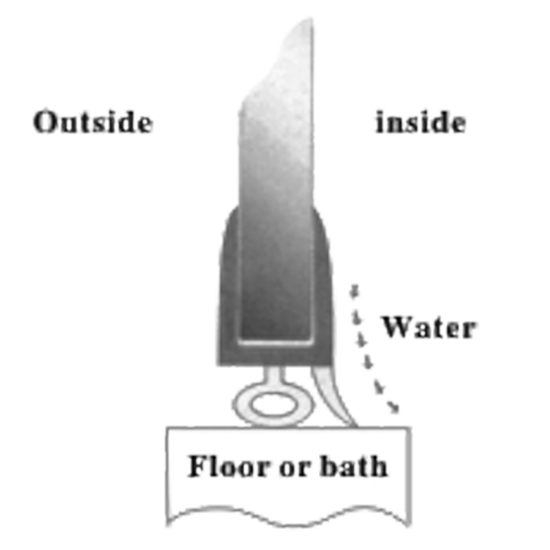 Ущільнювач для дверей душової кабіни, нижній (ФС06) довжина 2 м.