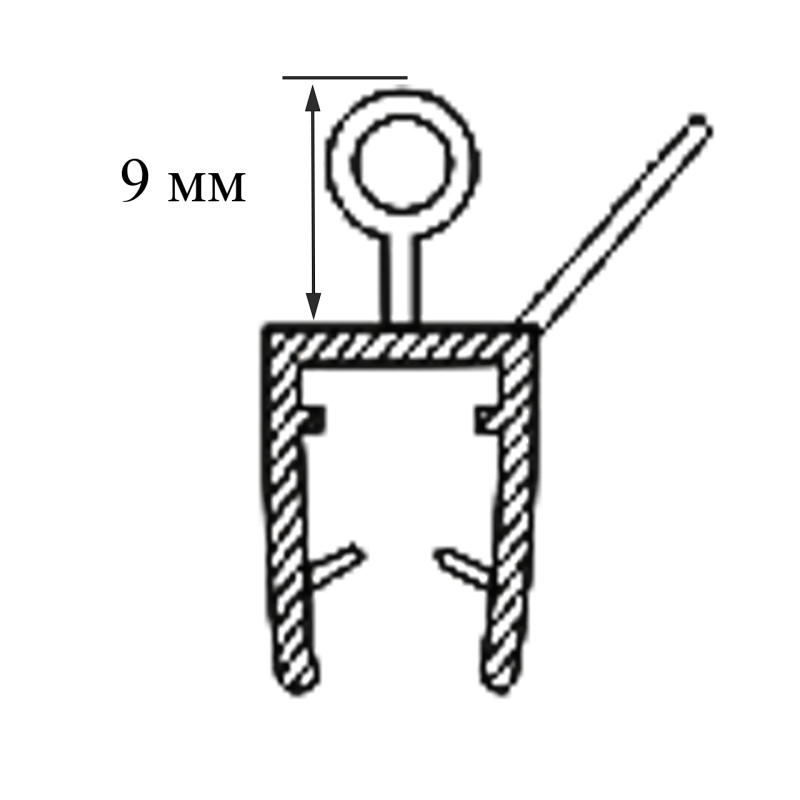 Ущільнювач для дверей душової кабіни, нижній (ФС06) довжина 2 м.