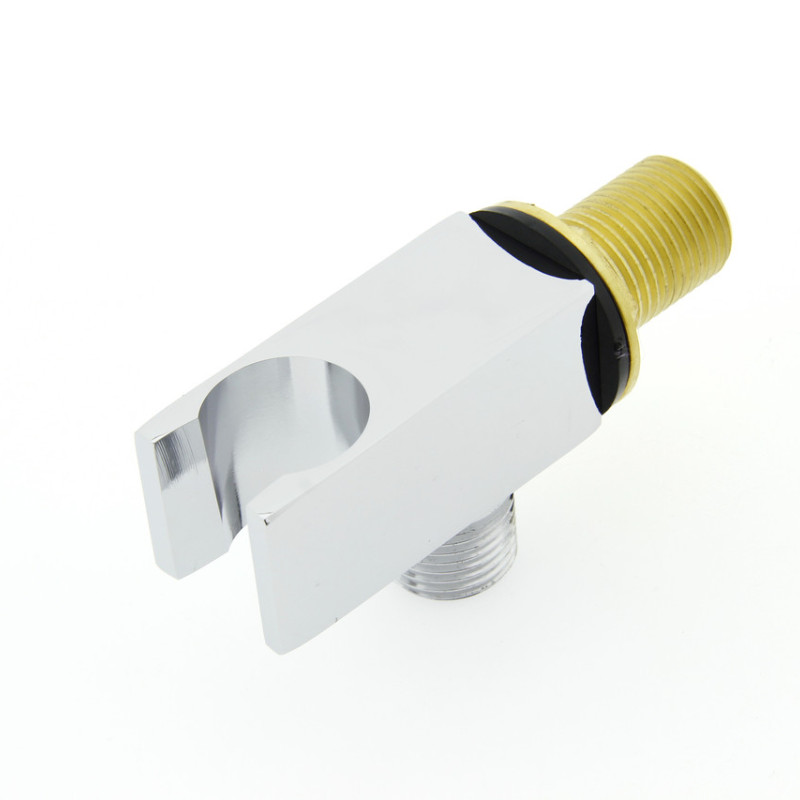 Куточок хромований, латунний (УД06Л) із зовнішнім різьбленням і власником під лійку.