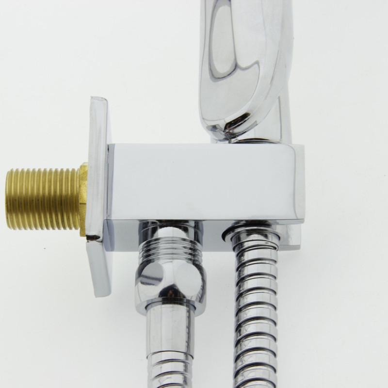 Куточок хромований, латунний (УД06Л) із зовнішнім різьбленням і власником під лійку.