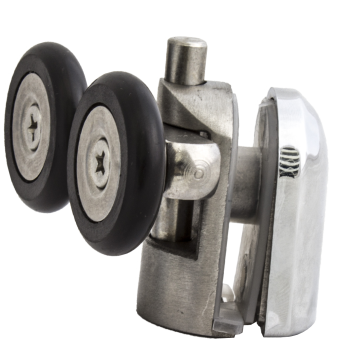 Ролики для душової кабіни подвійні, нижні, нажимні, металевий, нержавіюча сталь ( Н-43Н ) 23 мм.