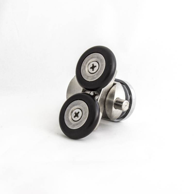 Ролики для душової кабіни подвійні, нижні, нажимні, металевий, нержавіюча сталь ( Н-43Н ) 23 мм. 26 мм.