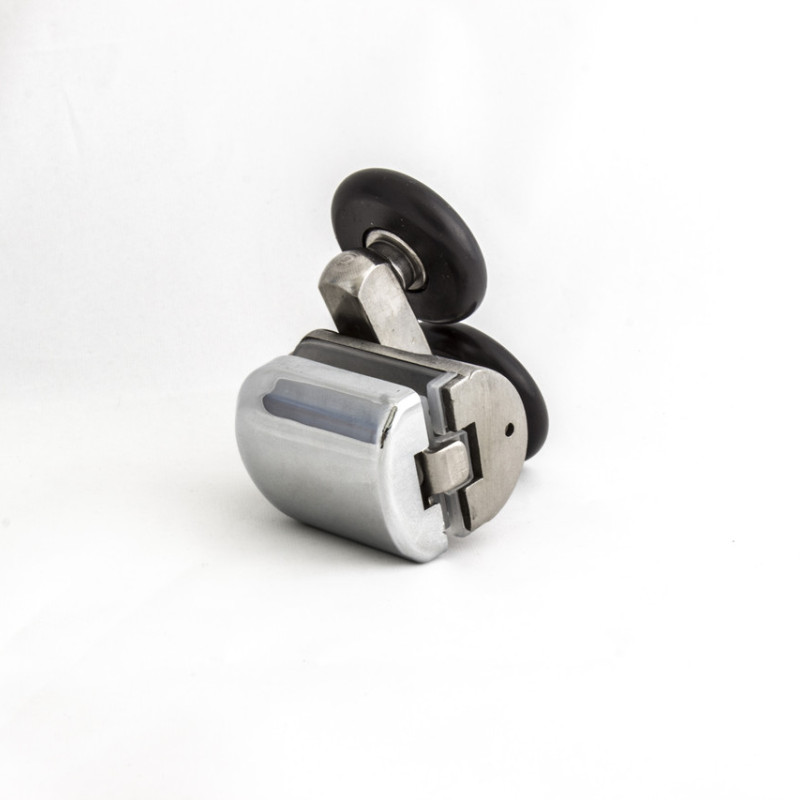 Ролики для душової кабіни подвійні, нижні, нажимні, металевий, нержавіюча сталь ( Н-43Н ) 23 мм. 26 мм.