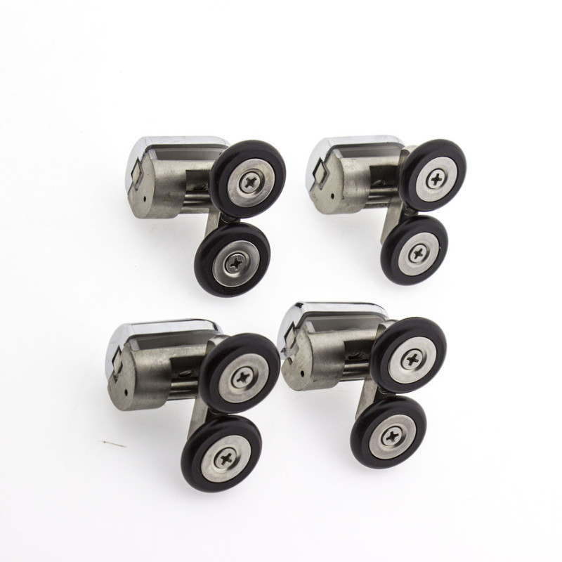 Ролики для душової кабіни подвійні, нижні, нажимні, металевий, нержавіюча сталь ( Н-43Н ) 23 мм. 26 мм.