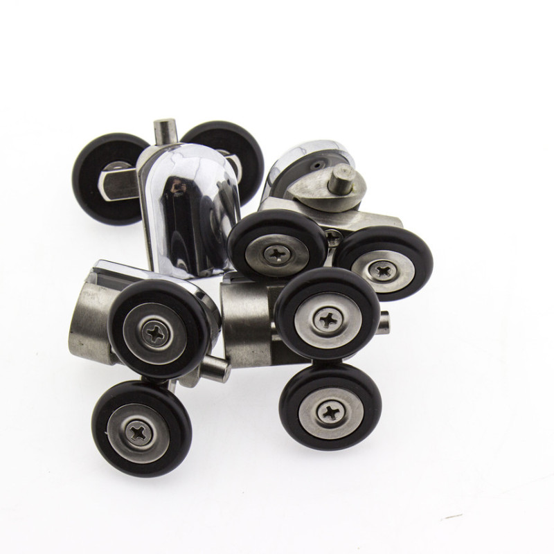 Ролики для душової кабіни подвійні, нижні, нажимні, металевий, нержавіюча сталь ( Н-43Н ) 23 мм. 26 мм.