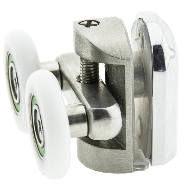 Ролики для душової кабіни подвійні, верхні, металевий, нержавіюча сталь ( Н-43С ) 23 мм. 19 мм.