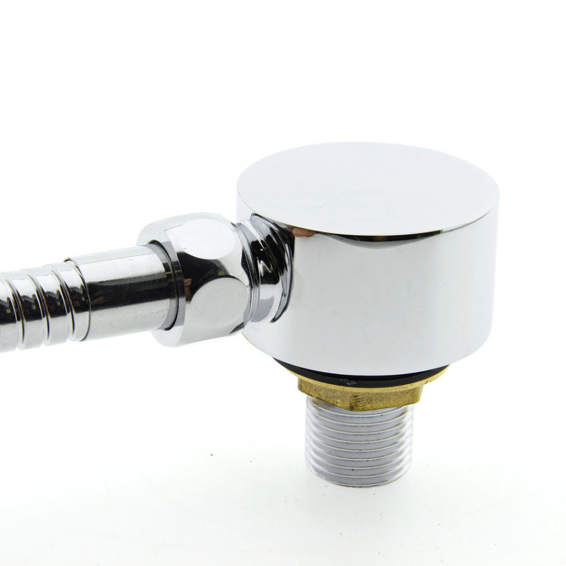 Куточок декоративний, латунний, хромований (УД 20) із зовнішнім різьбленням.