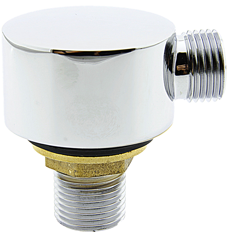 Куточок декоративний, латунний, хромований (УД 20) із зовнішнім різьбленням.