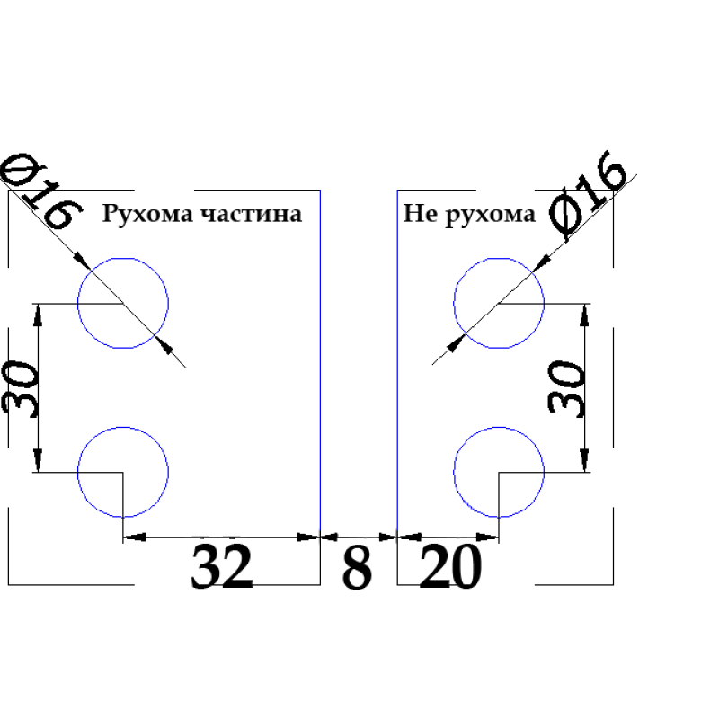 Петля для скляних дверей, без фіксації ( Скло-скло )