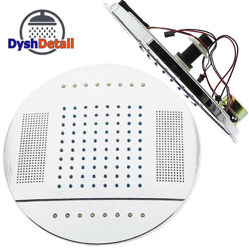 Лійка до душової кабіни, з підсвіткою, динаміком і кулером ( Л-250ДК ) Шток з зовнішньою різьбою.