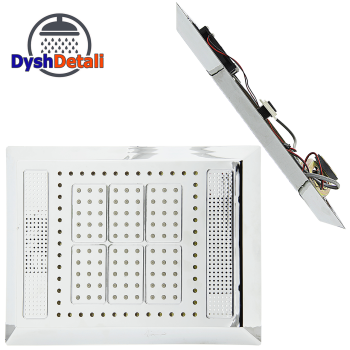 Лійка для душової кабіни прямокутна, хромована 325х245 мм. c підсвічуванням, динаміком і кулером ( Л-325 ЛДК )