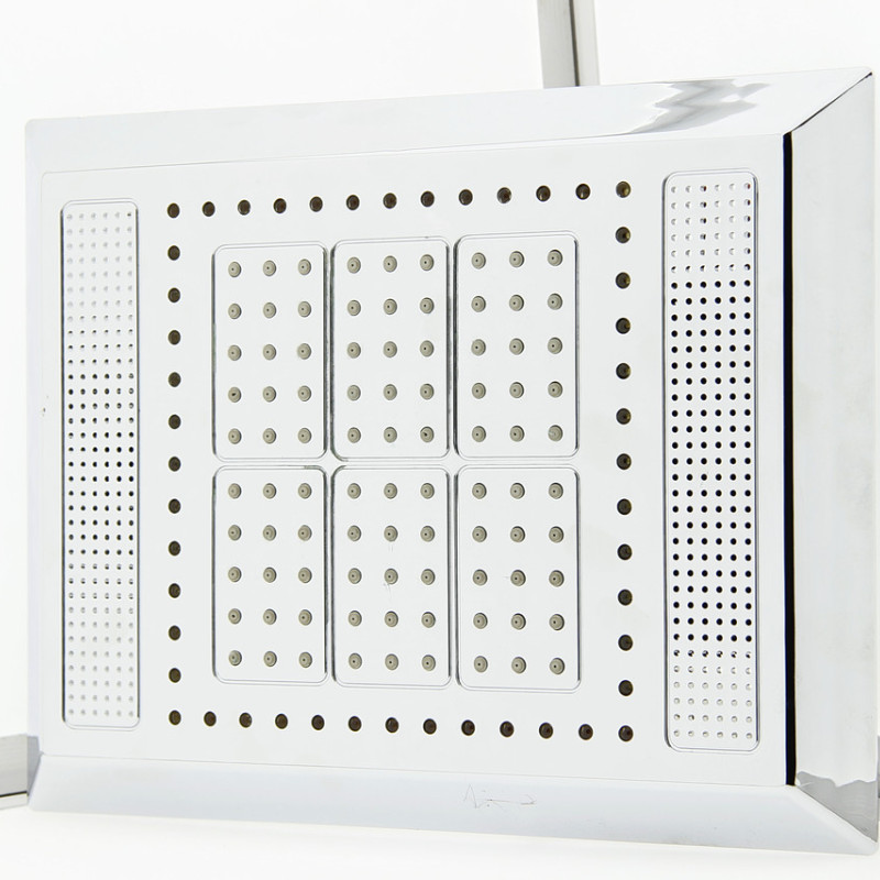 Лійка для душової кабіни прямокутна, хромована 325х245 мм. c підсвічуванням, динаміком і кулером ( Л-325 ЛДК )