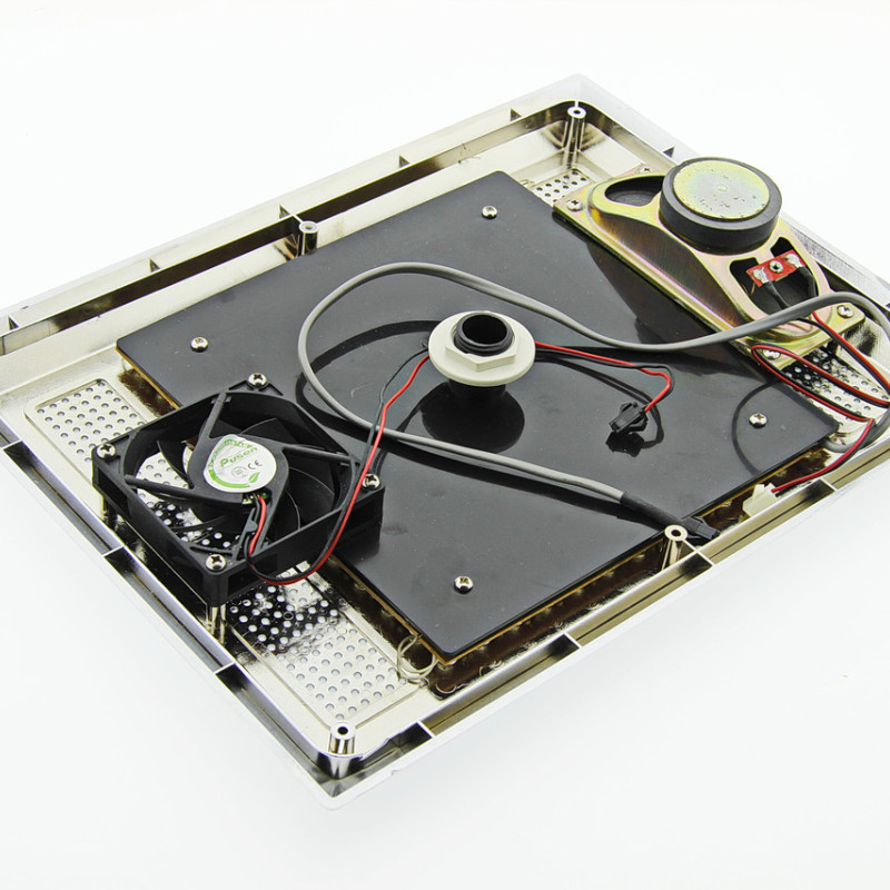 Лійка для душової кабіни прямокутна, хромована 325х245 мм. c підсвічуванням, динаміком і кулером ( Л-325 ЛДК )