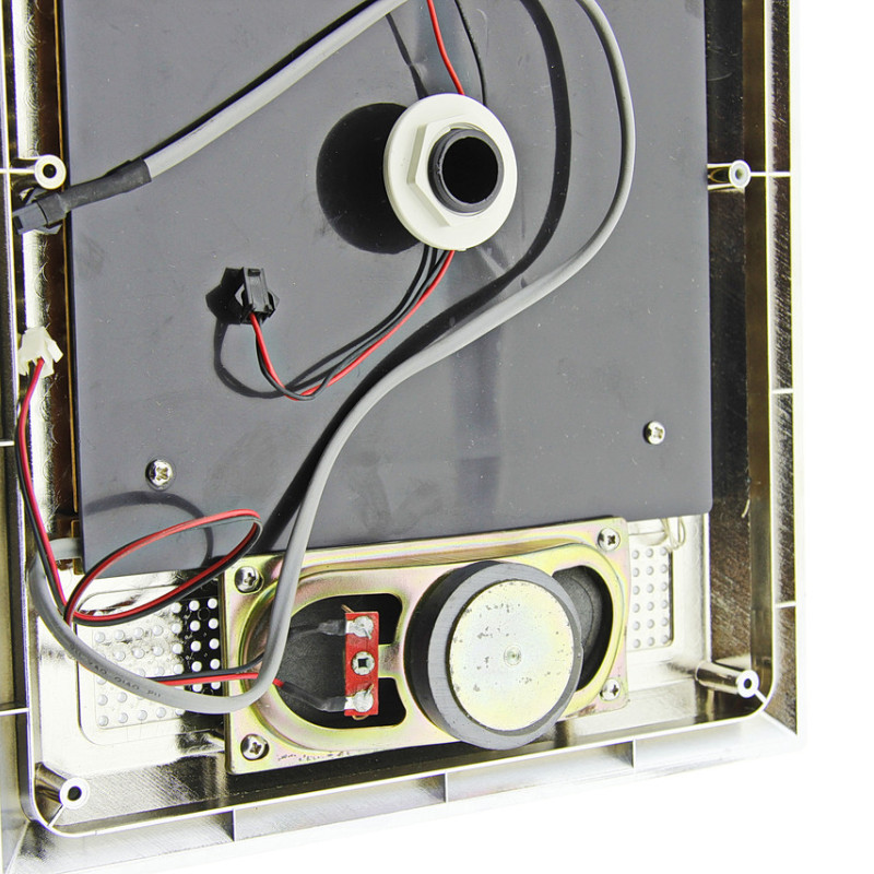 Лійка для душової кабіни прямокутна, хромована 325х245 мм. c підсвічуванням, динаміком і кулером ( Л-325 ЛДК )