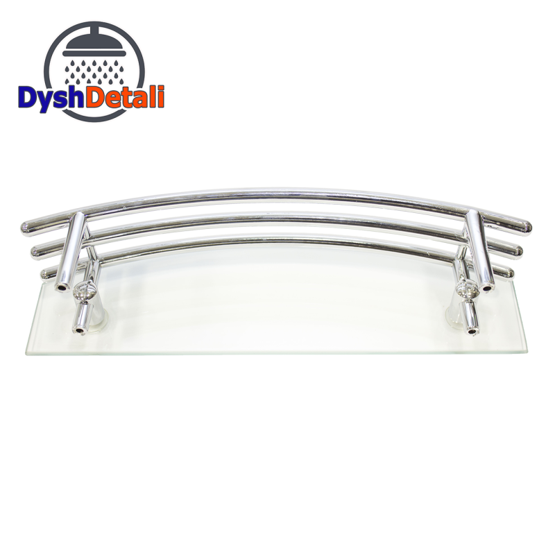 Полиця на 4-е отвори 240Х40 мм ( Одне скло з хромованими релингами ) ПС603