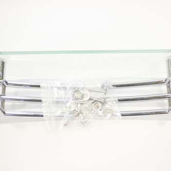 Полиця на 4-е отвори 240Х40 мм ( Одне скло з хромованими релингами ) ПС603