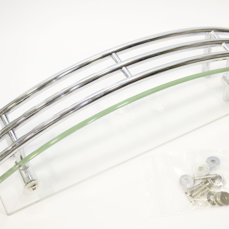 Полиця на 4-е отвори 240Х40 мм ( Одне скло з хромованими релингами ) ПС603