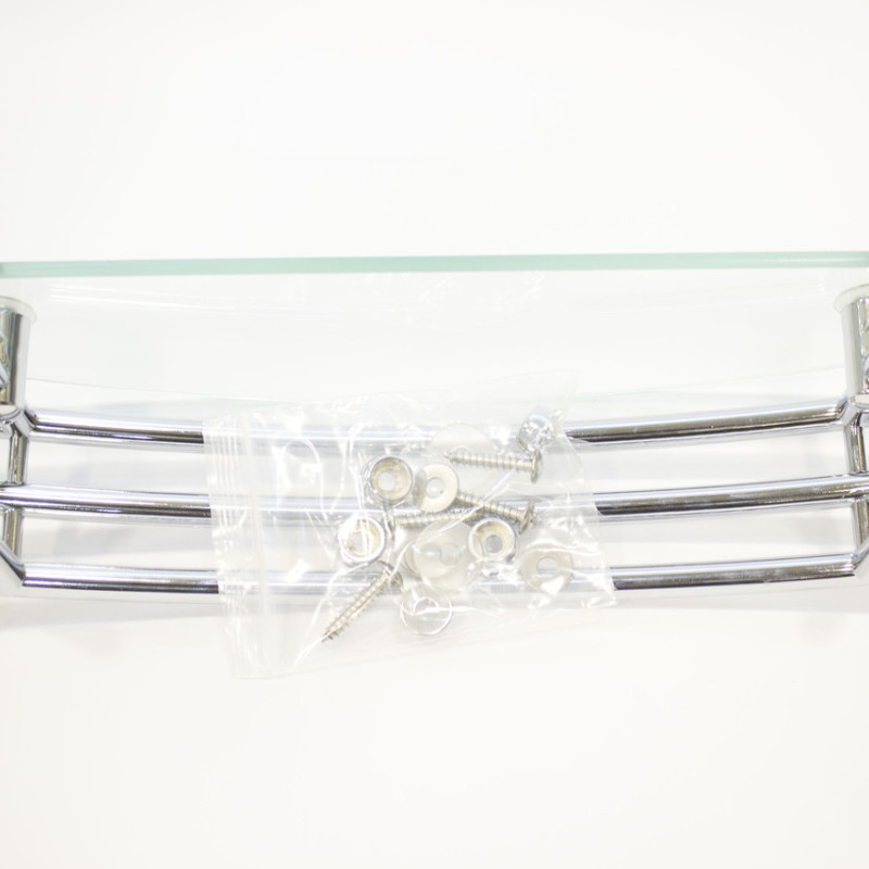 Полиця на 4-е отвори 225Х42 мм ( Одне скло з хромованими релингами ) ПС604