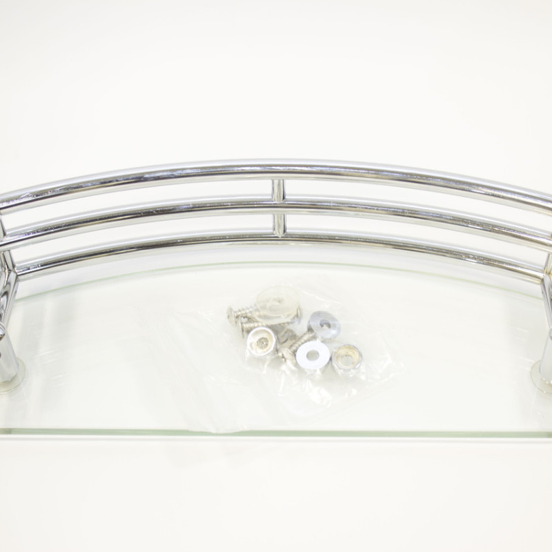 Полиця на 4-е отвори 225Х42 мм ( Одне скло з хромованими релингами ) ПС604