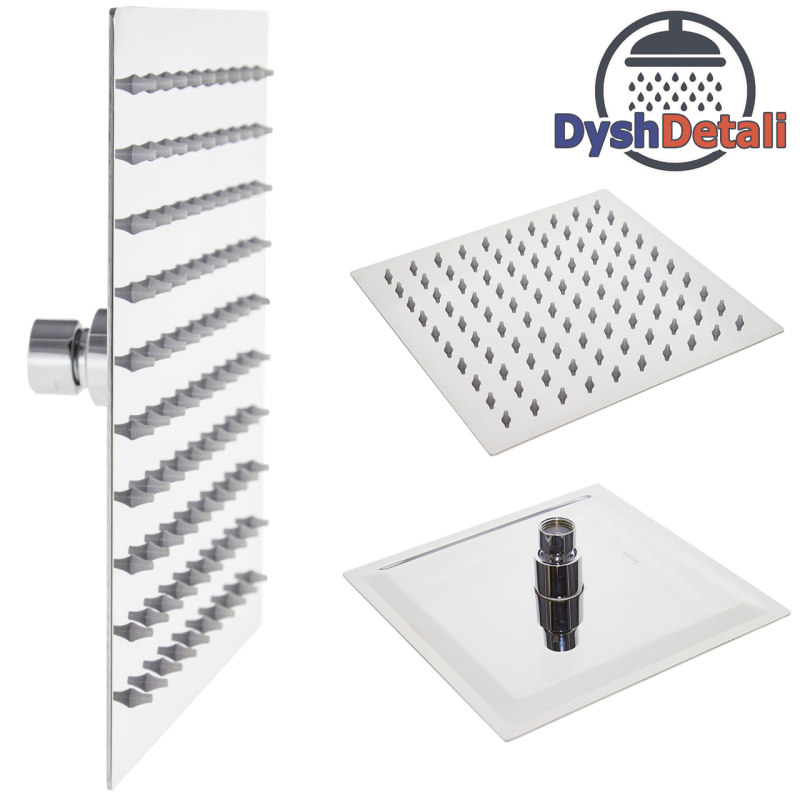 Душ верхній з нержавійки 25 див. квадратний