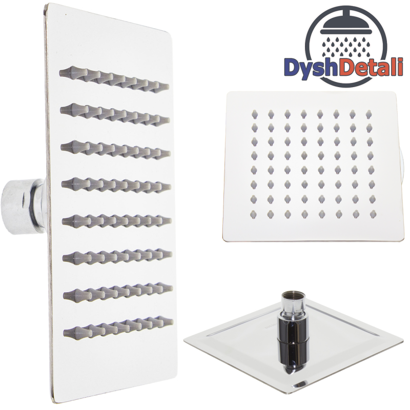 Душ верхній з нержавійки 15 див. квадратний