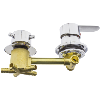 Змішувач для душової кабіни ( С-5\12 ) на п'ять положень з штуцерами і 12 см по центрам.