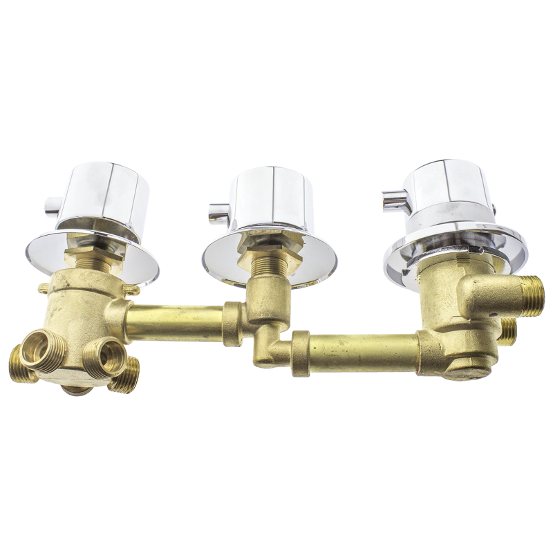 Змішувач з термостатом для душової кабіни, на три вузли і 5 положень під різьблення