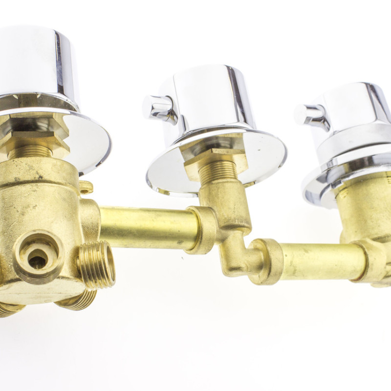 Змішувач з термостатом для душової кабіни, на три вузли і 5 положень під різьблення