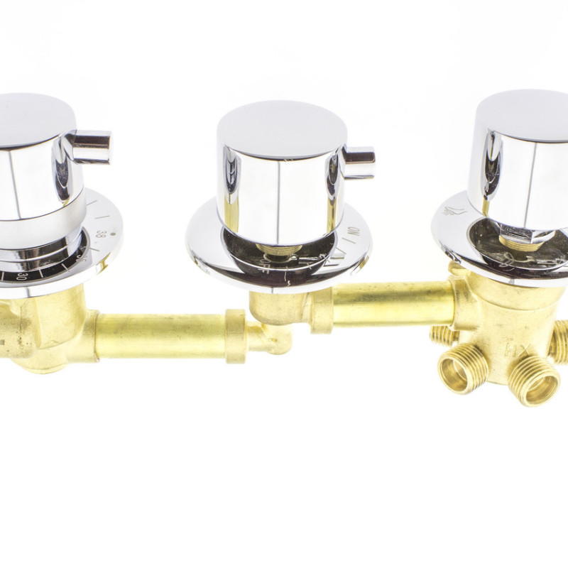 Змішувач з термостатом для душової кабіни, на три вузли і 5 положень під різьблення