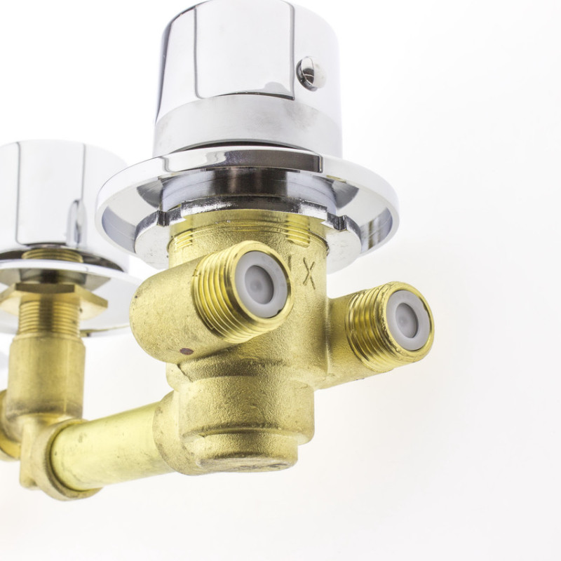 Змішувач з термостатом для душової кабіни, на три вузли і 5 положень під різьблення