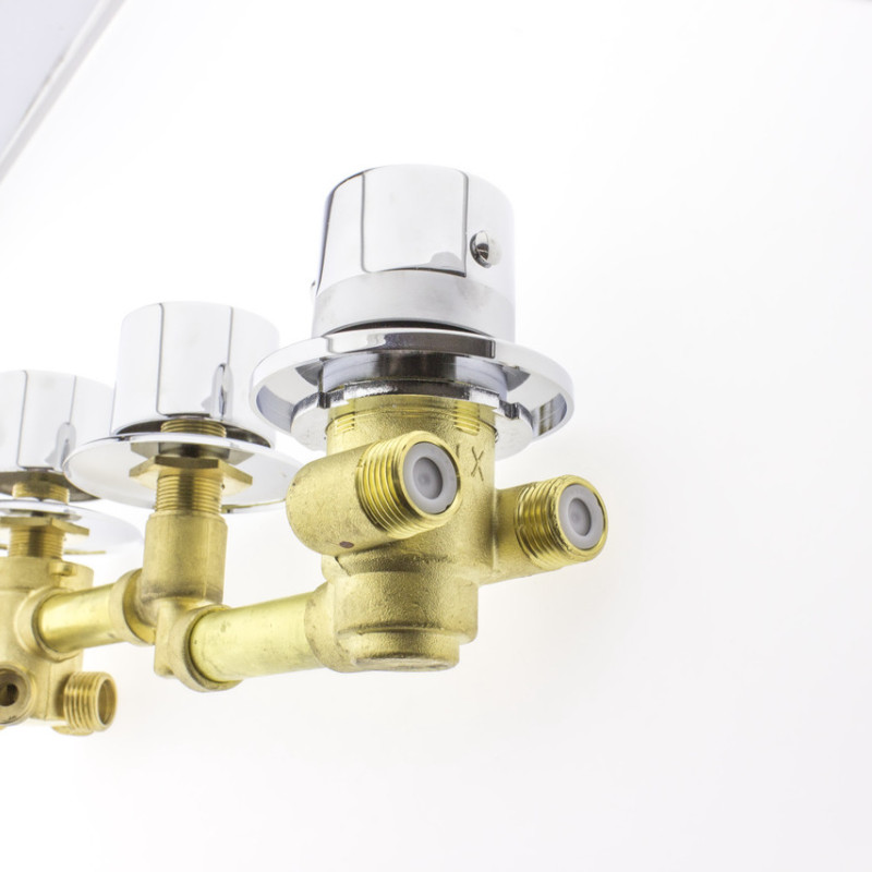 Змішувач з термостатом для душової кабіни, на три вузли і 5 положень під різьблення