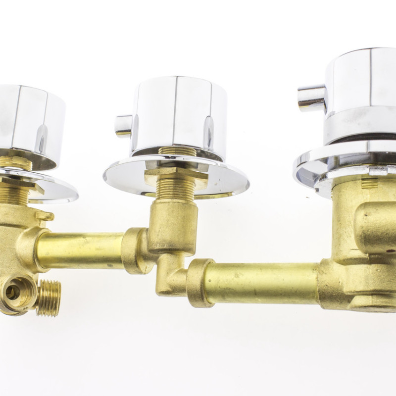 Змішувач з термостатом для душової кабіни, на три вузли і 5 положень під різьблення