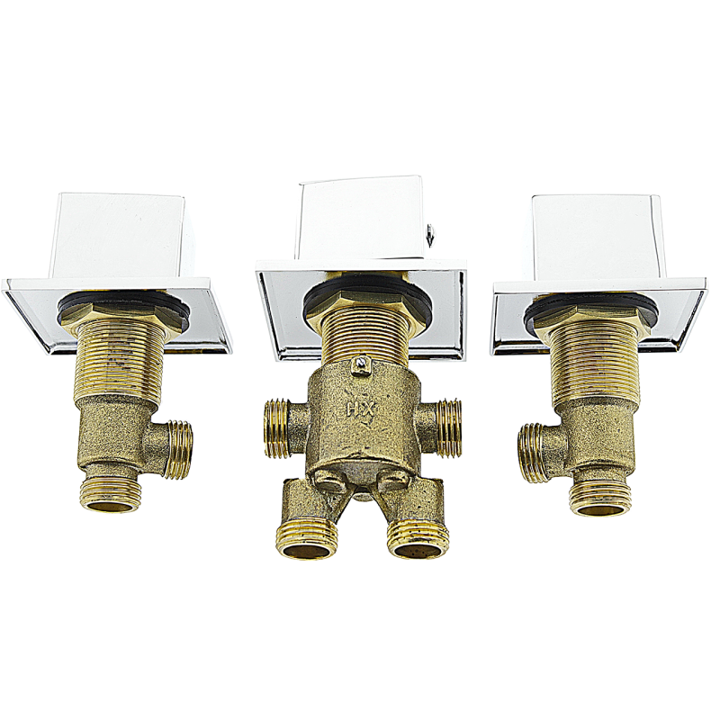 Змішувач на борт ванни, врізні з квадратними ручками (ДЖ6703)