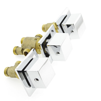 Змішувач на борт ванни, врізні з квадратними ручками (ДЖ6703)