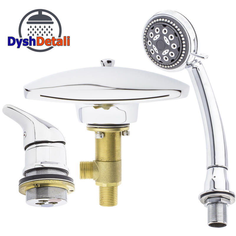 Змішувач на борту ванни з розливанням та ручним душем