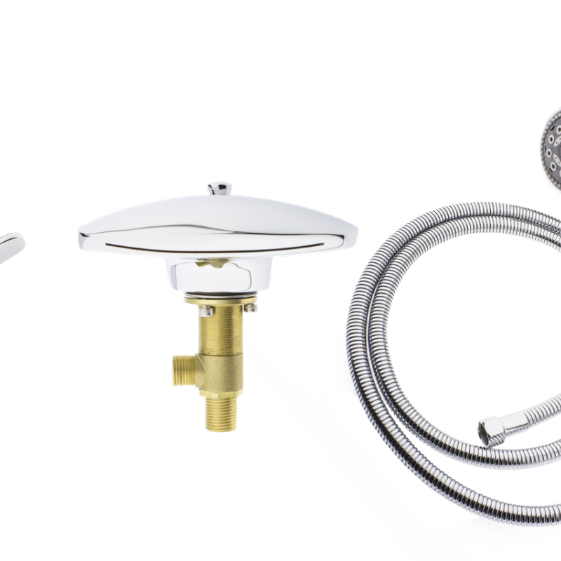 Змішувач на борту ванни з розливанням та ручним душем