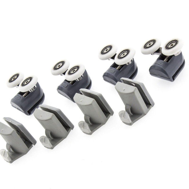 Комплект гачків і Роликиів для душової кабіни ( К01+ В43С ) Верхні подвійні, нижній гачок.