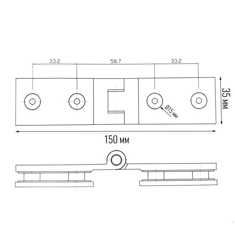 Петля для скляних дверей, без фіксації (скло-скло) (НХ 6819)