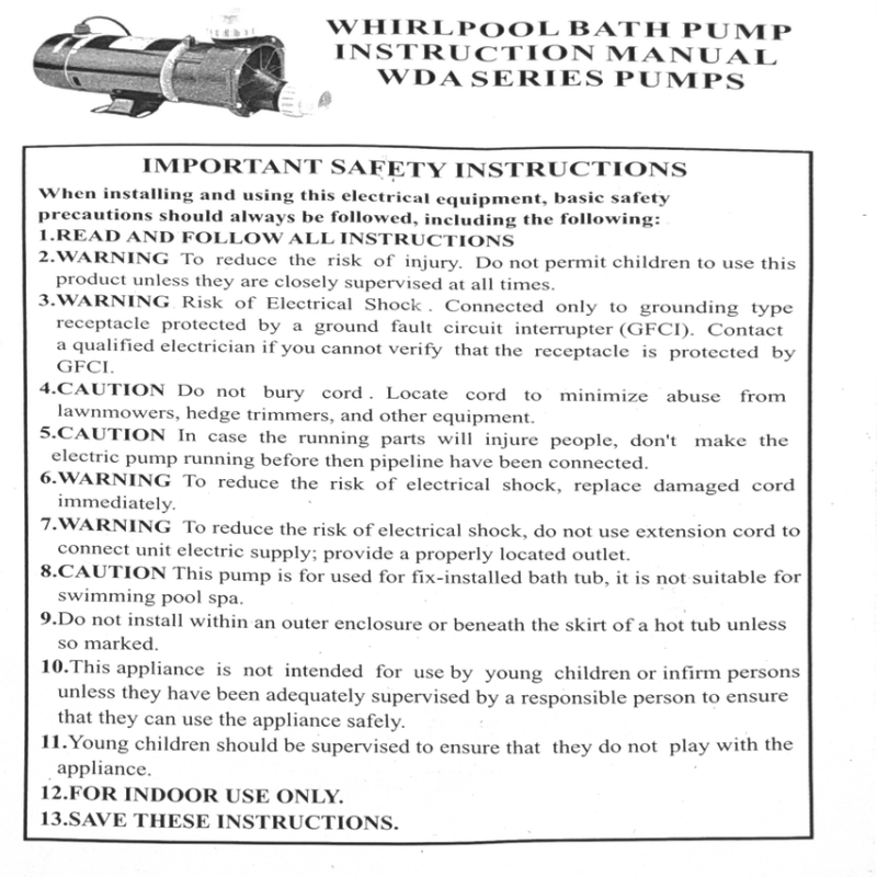 Насос для води у гідромасажній ванні ( ВДА150 )