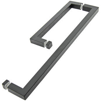 Ручка для скляних дверей, три отвори в склі (Н 54 БЛ) Чорного кольору