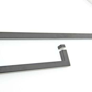 Ручка для скляних дверей, три отвори в склі (Н 54 БЛ) Чорного кольору